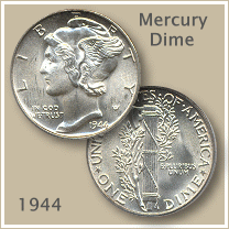 The 1944 dime value is $2.50