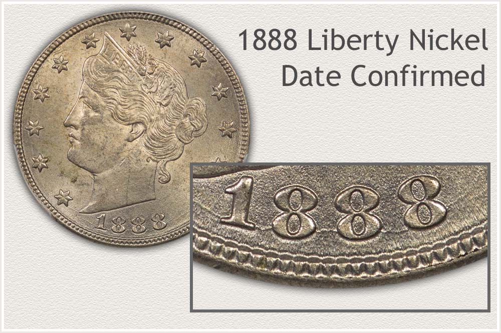 A Close View of 1888 Date on Liberty Nickel