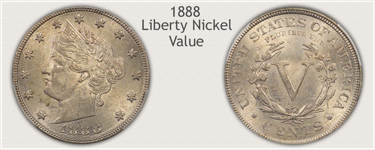 Obverse and Reverse View of an 1888 Liberty Nickel