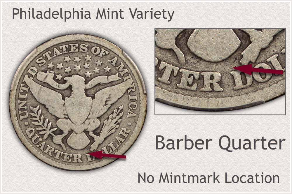 No Mintmark 1895 Barber Quarter