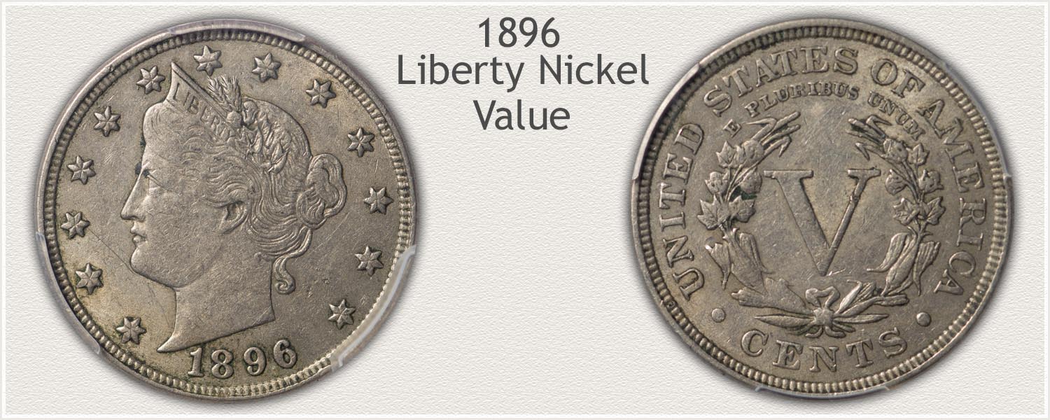 Obverse and Reverse Views of an 1896 Liberty Nickel