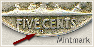 1918 Nickel D Mintmark Location