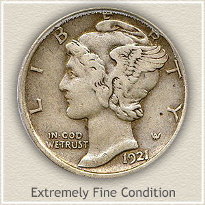 1921 Dime Extremely Fine Condition