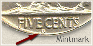 1929 Nickel D Mintmark Location