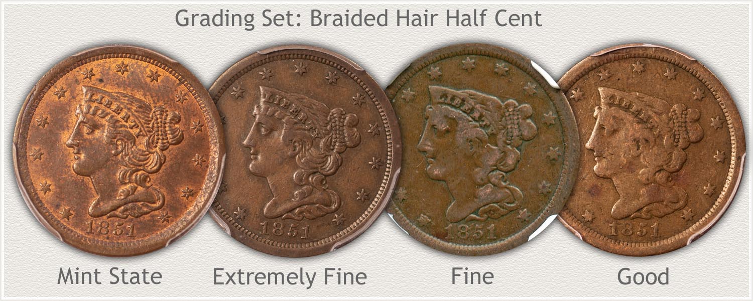 Braided Hair Half Penny Values & Prices
