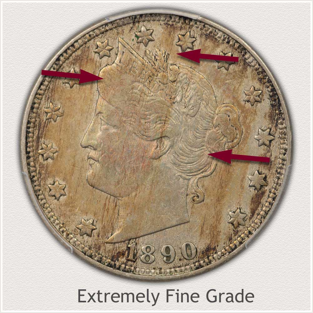 Extremely Fine Grade 1890 Liberty Nickel