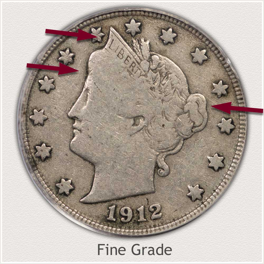 Obverse View of a Fine Grade Liberty Nickel