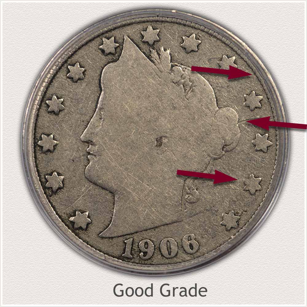 Obverse Liberty Nickel in Good Grade