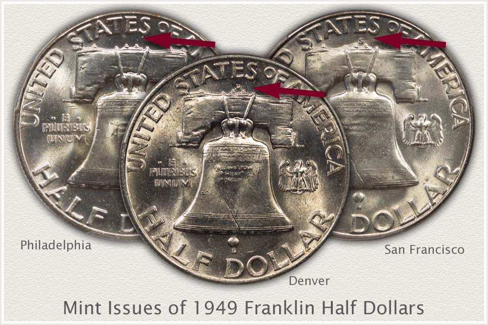 Examples of the Three Mints Striking Franklin Half Dollars