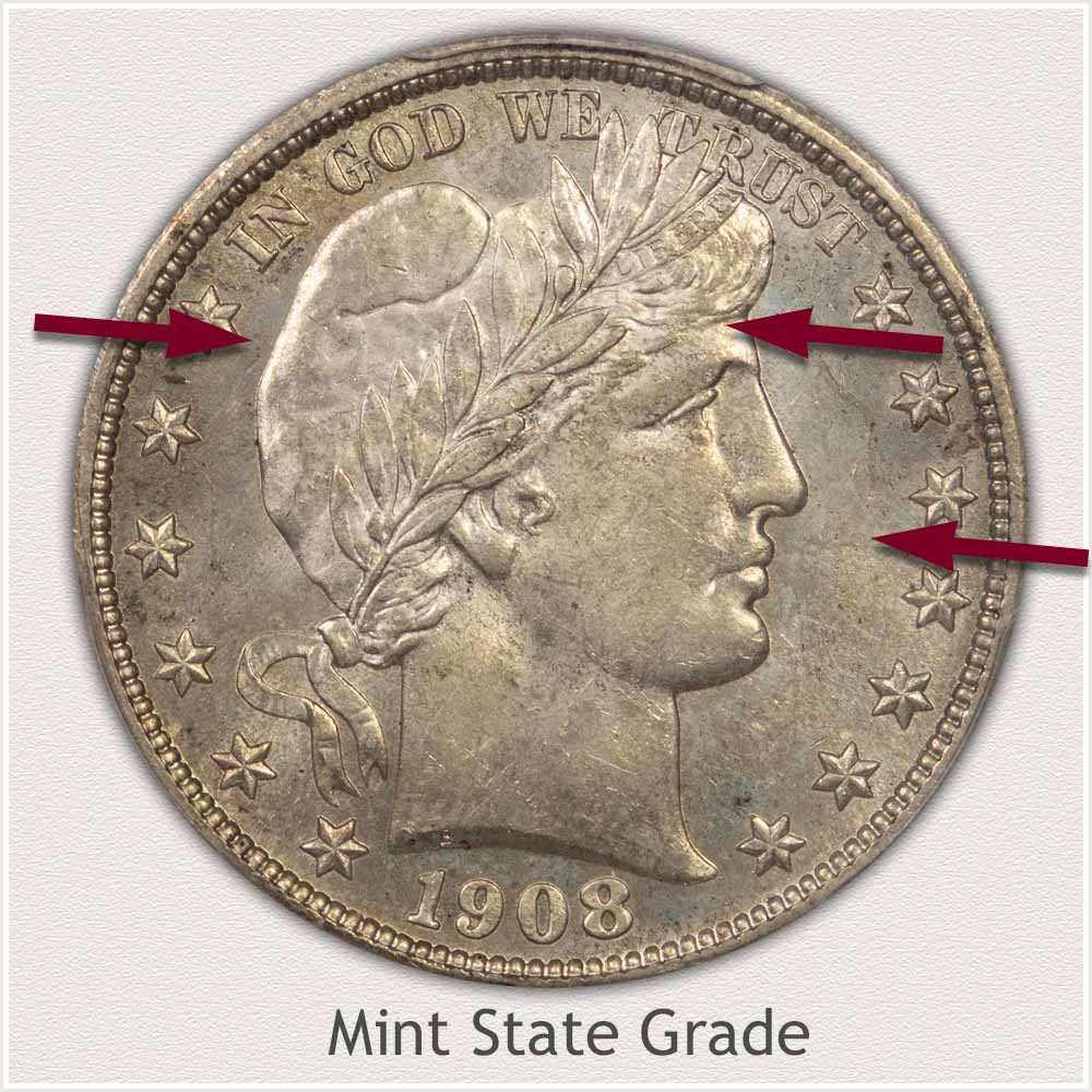 Barber Half Dollar Mint State Grade