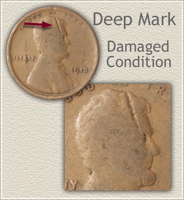 Large Mark Damage on Lincoln Cent