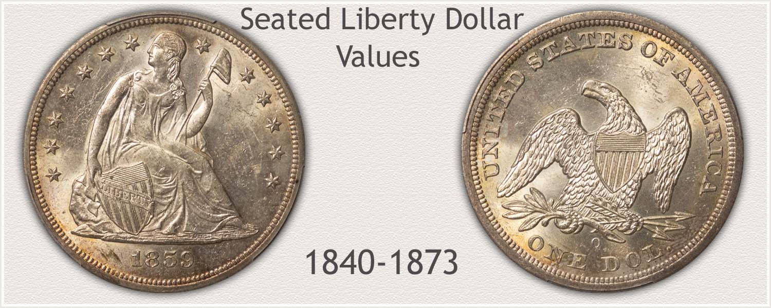 1840-1865 Seated Liberty Silver Dollar Fine