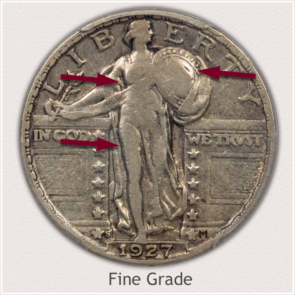 Fine Grade Standing Liberty Quarter