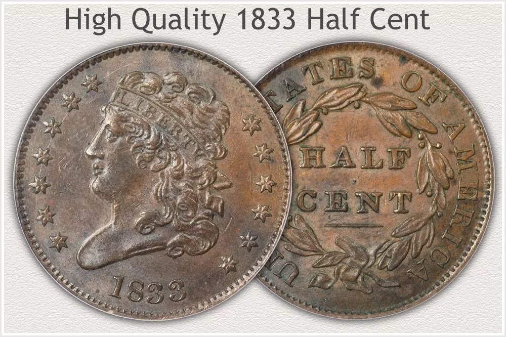 1833 Half Cent High Condition