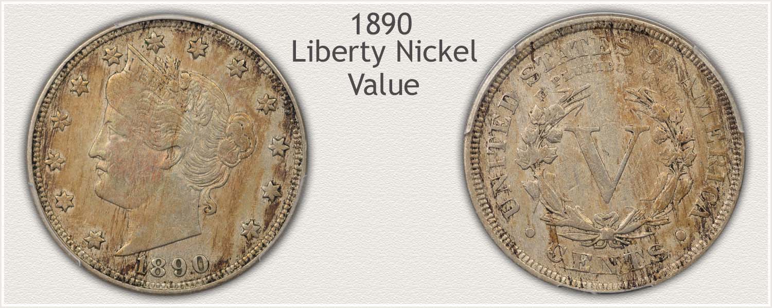 Obverse and Reverse View of an 1890 Liberty Nickel