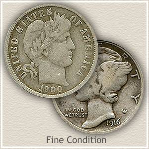 Value of a 1916 fashion mercury dime