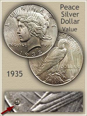 #C624 Peace 1935 S Silver on sale Dollar