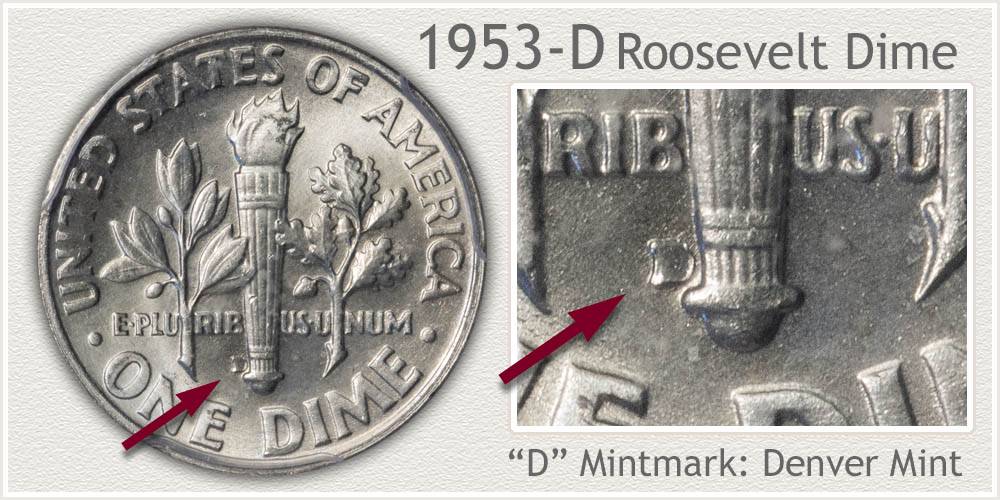 1953 fashion silver dime d