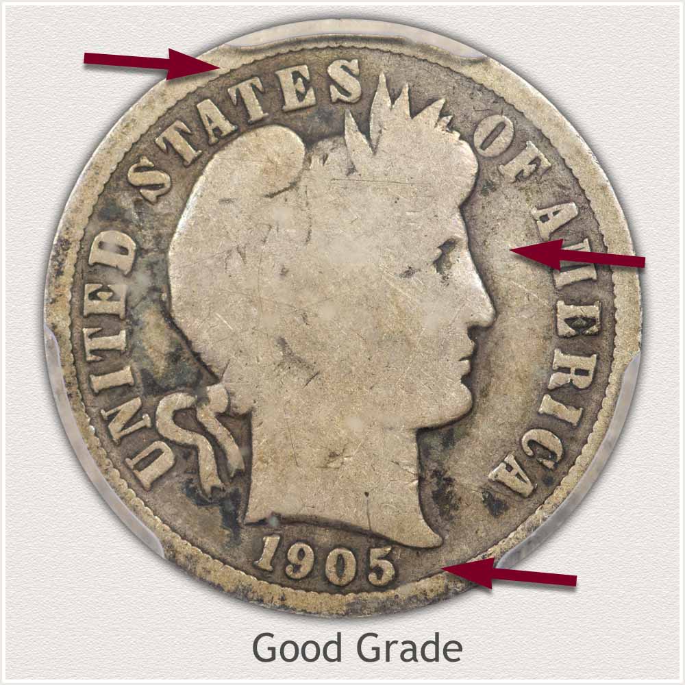 Barber Dime in Good Grade