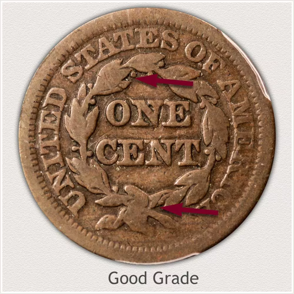 Reverse View: Braided Hair Large Cent in Good Grade