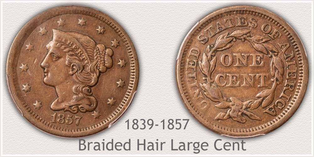 1851 U.S. Braided Hair Large Cent 1 Cent Coin • Values