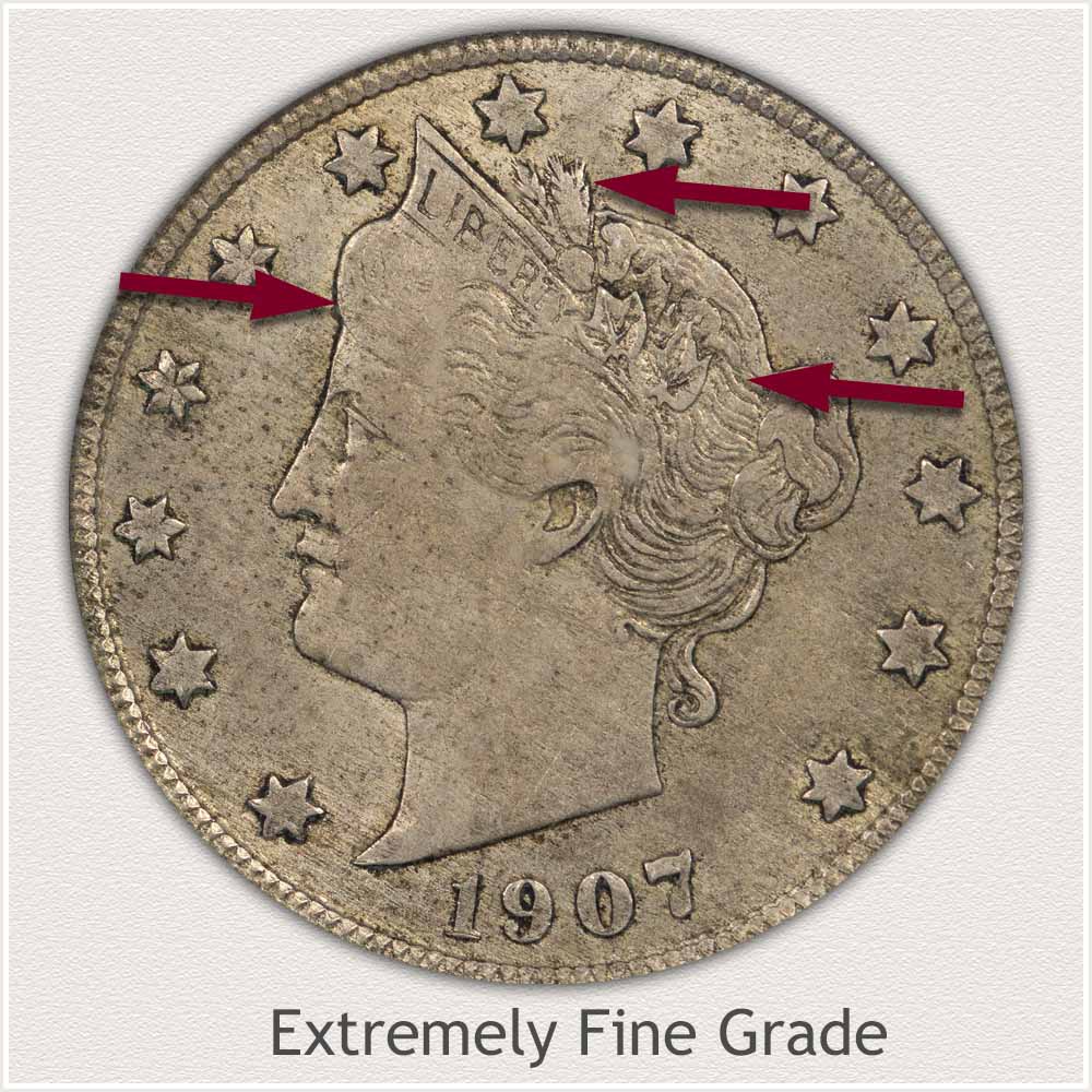 Extremely Fine Grade Obverse Liberty Nickel