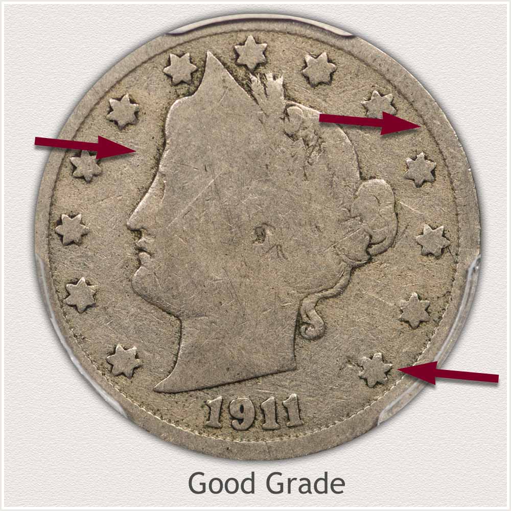 Obverse Good Grade Liberty Nickel