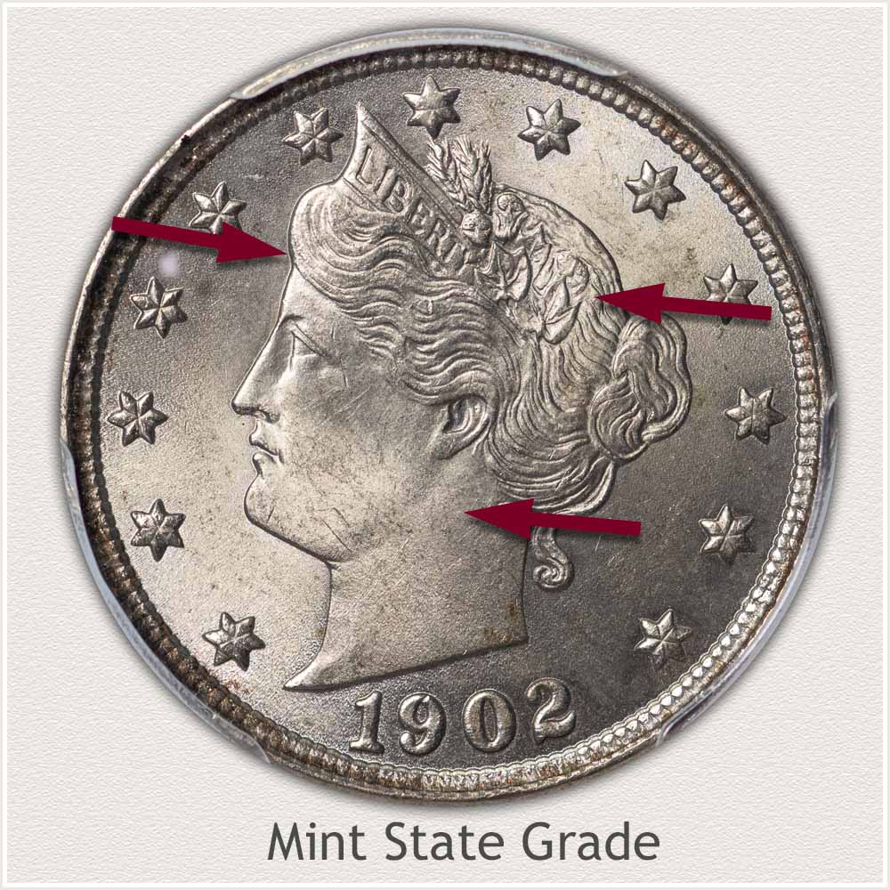 Mint State Grade Example Liberty Nickel