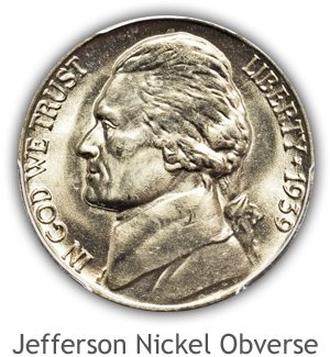 Mint State Jefferson Nickel Obverse
