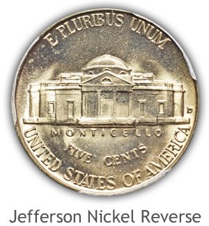 Mint State Jefferson Nickel Reverse