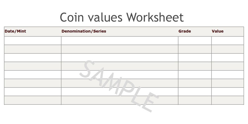 Image of Coin Values Worksheet